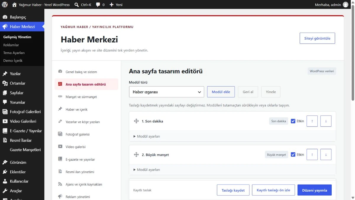 Kurulum öncesi hazırlık için gerçek Yağmur Haber ekranı