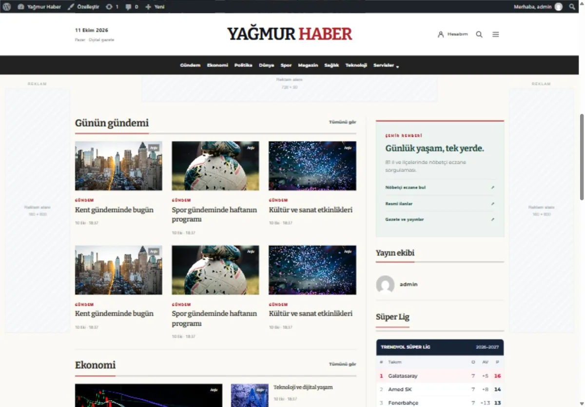 Yağmur Haber — Günlük servisler ekranını büyüt