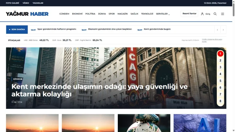 Yağmur Haber Haber Akışı tasarımının anasayfası